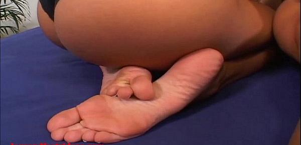 Legsandfeetvideos.com tiny teen big real tits first footjob hard cum on feet